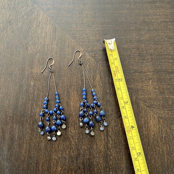 Beautiful rich blue dangle earrings - Picture 2 of 2